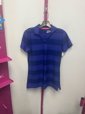 Nike Women's Short Sleeve Striped Polo Tee - Blue